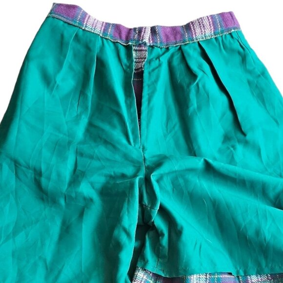 Vintage That's Me Wool Blend Purple & Green Tartan  Plaid Casual Shorts - Picture 10 of 10